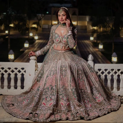 Sabyasachi Designer Kasturi Silk Lehenga Choli With Sequins Embroidery Work