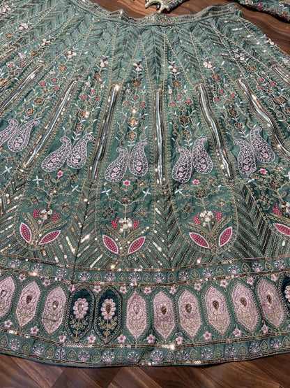 Sabyasachi Designer Kasturi Silk Lehenga Choli With Sequins Embroidery Work