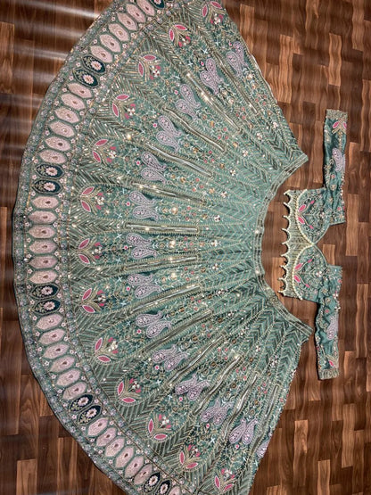 Sabyasachi Designer Kasturi Silk Lehenga Choli With Sequins Embroidery Work