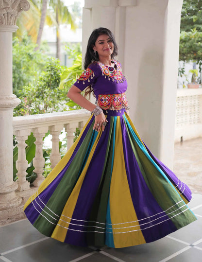 Multi Color Navratri Lehenga With Gamthi And Mirror Work Blouse