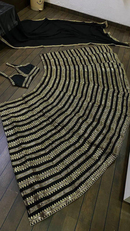 Black Kasturi Silk Lehenga Choli With Sequence & Dori Work