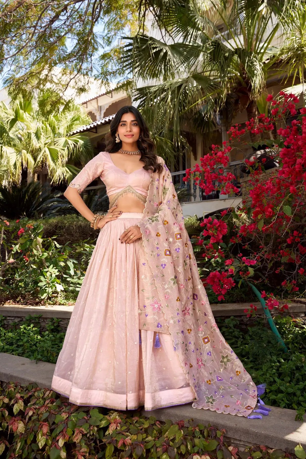 Pastel Pink Crush Sequence Embroidery Lehenga Choli