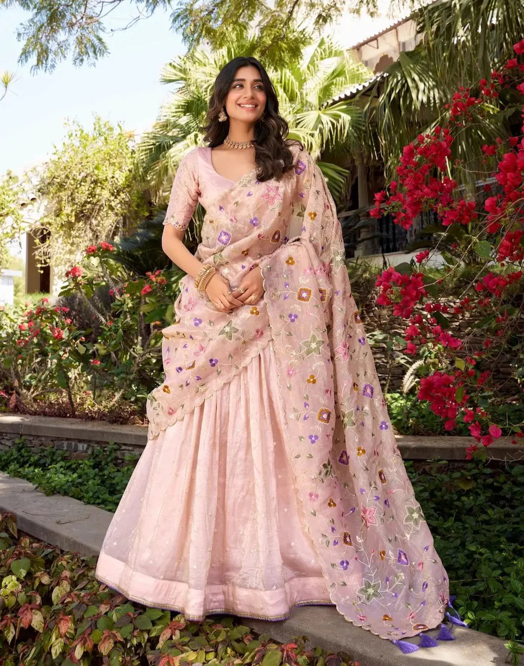 Pastel Pink Crush Sequence Embroidery Lehenga Choli