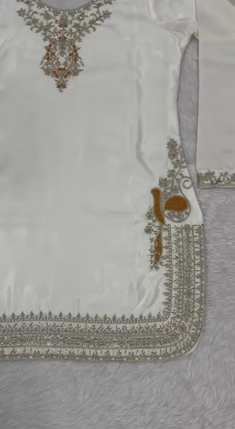 Designer Korean Satin Silk Sharara Set