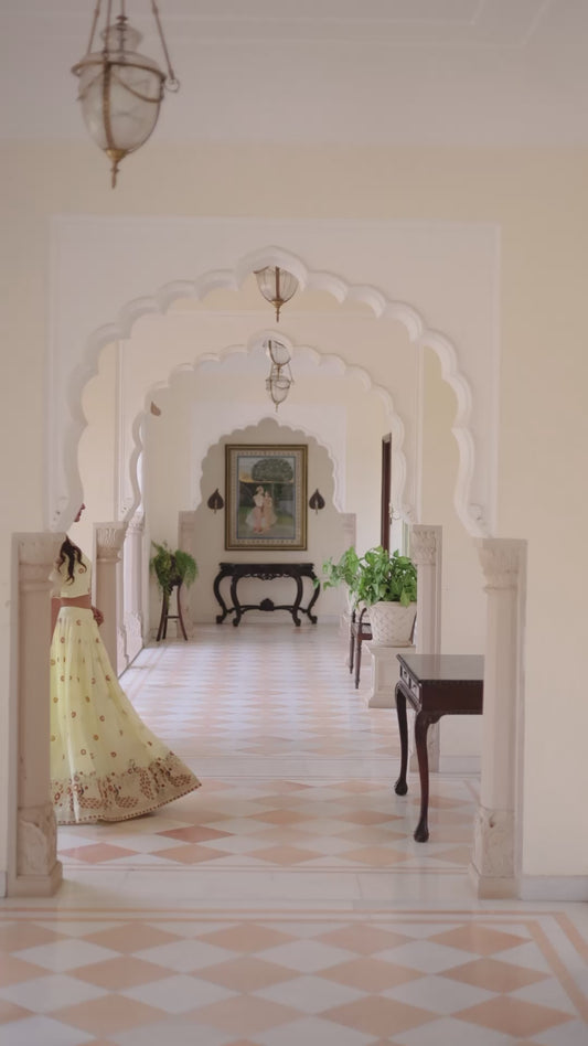 Luxury Vichitra Silk Embroidered Lehenga Set with Dupatta