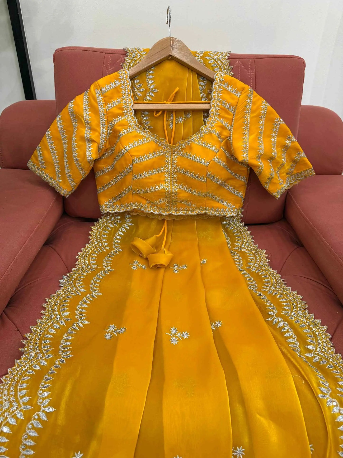 Shiny Yellow Designer Sequins Embroidery Work Saree